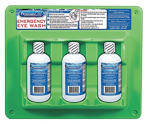 PhysiciansCare by First Aid Only 24-308 Wall Mountable Eye Wash Station with Triple 8 oz Bottle, 13.5" L x 3" W x 11.5" H