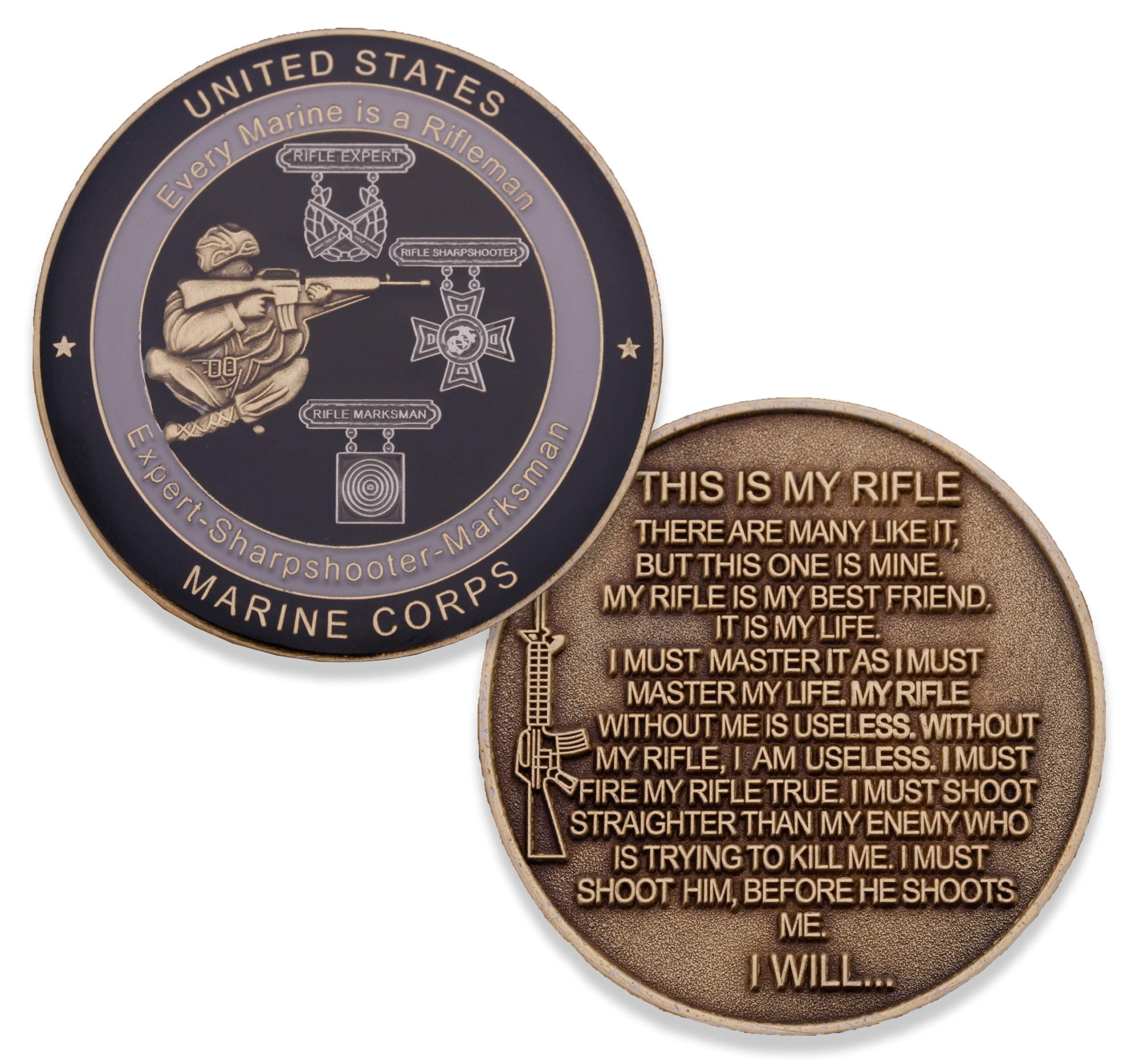 Marine Corps Rifleman Creed Challenge Coin - USMC Military Coin - Officially Licenced Product Designed By Marines FOR Marines. USMC Challenge Coin