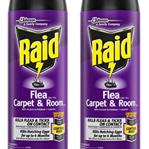 Raid Flea Carpet & Room Spray, Defense System for Fleas & Ticks, 16-Ounce Spray (Pack of 2)