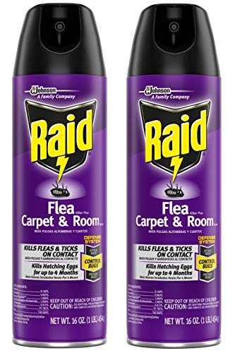 Raid Flea Carpet & Room Spray, Defense System for Fleas & Ticks, 16-Ounce Spray (Pack of 2)