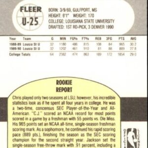 1990 Fleer Update Basketball Rookie Card (1990-91) #U25 Chris Jackson