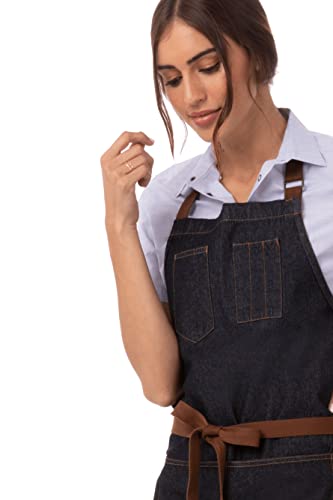 Chef Works Unisex Memphis Bib Apron, Indigo Blue, One Size