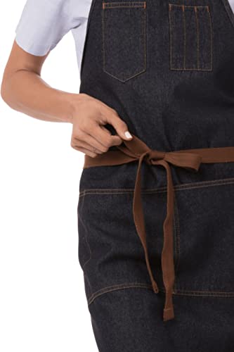 Chef Works Unisex Memphis Bib Apron, Indigo Blue, One Size