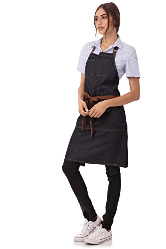 Chef Works Unisex Memphis Bib Apron, Indigo Blue, One Size