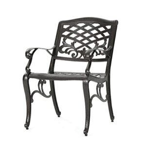 Christopher Knight Home Sarasota Outdoor Cast Aluminum Outdoor Chairs, 2-Pcs Set, Hammered Bronze