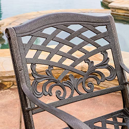 Christopher Knight Home Sarasota Outdoor Cast Aluminum Outdoor Chairs, 2-Pcs Set, Hammered Bronze