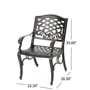 Christopher Knight Home Sarasota Outdoor Cast Aluminum Outdoor Chairs, 2-Pcs Set, Hammered Bronze