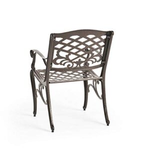 Christopher Knight Home Hallandale Outdoor Cast Aluminum Dining Set for Patio or Deck, 5-Pcs Set, Hammered Bronze