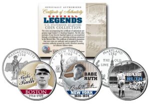 baseball legend babe ruth state quarters us 3-coin set - mail-in-offerrare