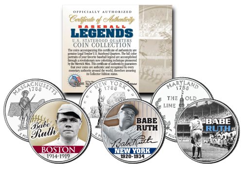 Baseball Legend BABE RUTH State Quarters US 3-Coin Set - Mail-in-OfferRARE