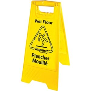 impact products english/spanish wet floor sign, yellow, black, 24.6" x 1" x 10.8"