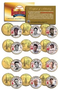 golden baseball legends hall of fame state quarters 12-coin set gold plated