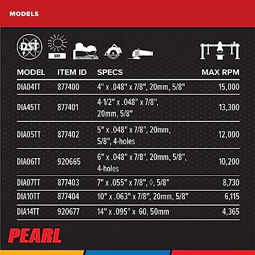 Pearl Abrasive P4 DIA45TT Turbo Mesh Blade for Porcelain and Granite 4-1/2 x .048 x 7/8, 20mm, 5/8