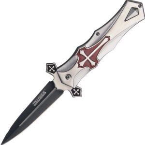 TAC Force TF-817RD Spring Assist Folding Knife, Black Blade, Black and Red Handle, 5-Inch Closed