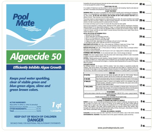 Pool Mate 1-2150-02 50 Pool Algaecide, 2-Pack