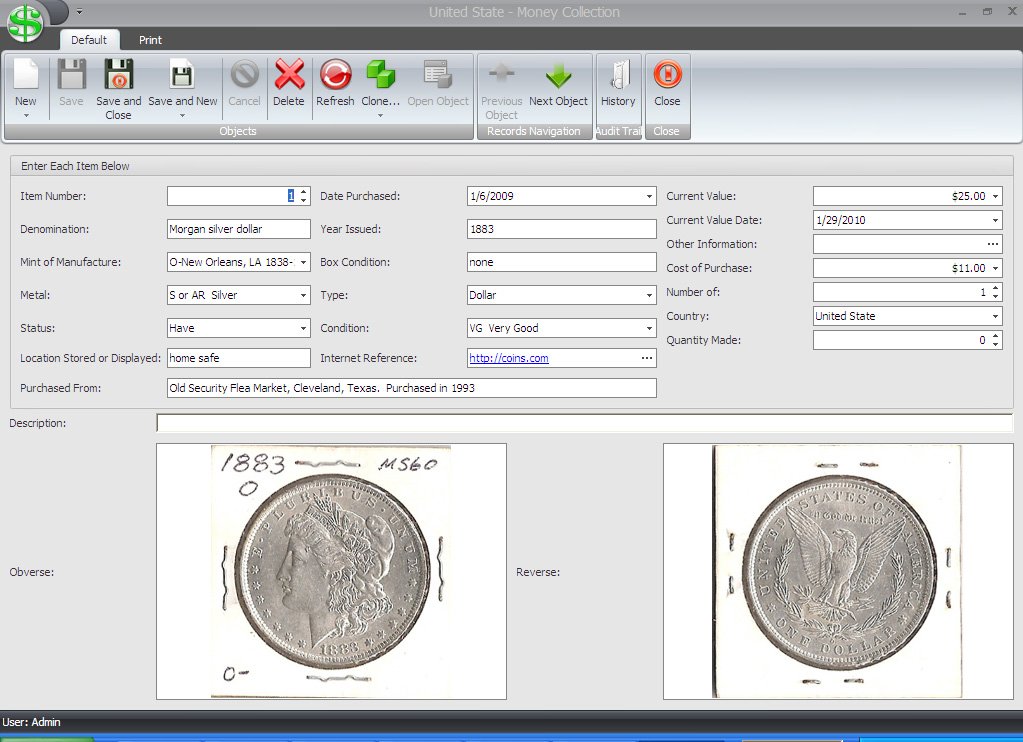 Coin and Currency Collector Pro Software