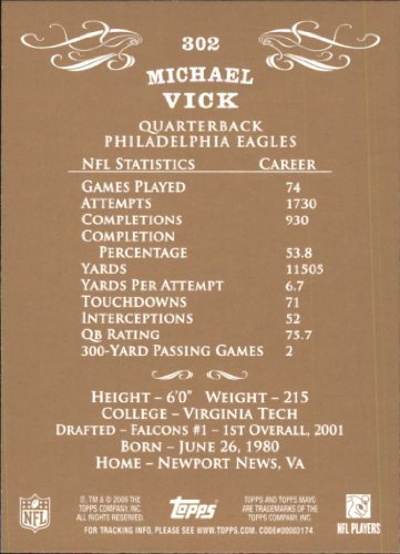 2009 Topps Mayo Football Card #302 Michael Vick