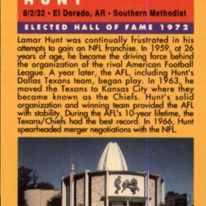 1991 ENOR Pro Football HOF Football Card #70 Lamar Hunt