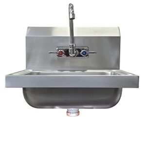 AmGood Wall Mounted Hand Sink with Gooseneck Faucet | 17" x 15"