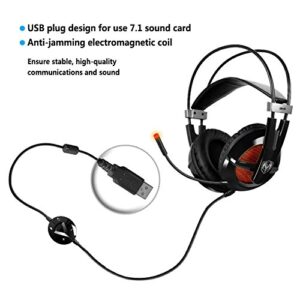 Somic G938 Virtual 7.1 Surround Sound Gaming Headset for PC, Compatible with PS4 and Laptop, Mic and LED Lights, USB Plug