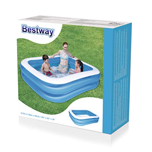 Bestway - Deluxe Rectangular Blue Inflatable Pool, 211 x 132 x 46 cm