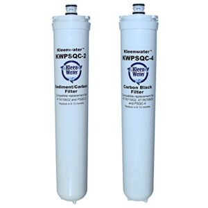 kleenwater reverse osmosis water filter replacements for sqc3, compatible with water factory 47-55706g2, 47-55710g2, 2 cartridge set, made in usa