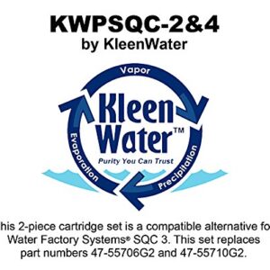 KleenWater Reverse Osmosis Water Filter Replacements for SQC3, Compatible with Water Factory 47-55706G2, 47-55710G2, 2 Cartridge Set, Made in USA