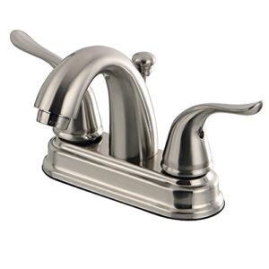 kingston brass kb5618yl yosemite 4 inch centerset two handle lavatory faucet, 3-5/8 inch in spout reach, brushed nickel