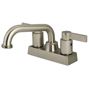 kingston brass kb2478ndl 5-3/4-inch in spout reach nuvofusion two handle laundry faucet, brushed nickel
