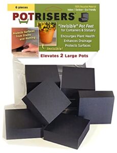 potrisers pr2-6 invisible pot feet large 2" size potfeet, 6-pack, black