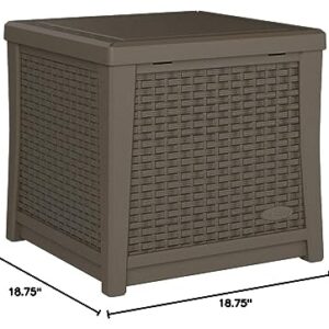 Suncast 13 Gallon Resin Outdoor Patio End Table Storage Box, Java