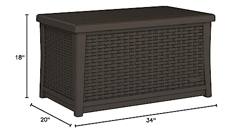 Suncast 30 Gallon Resin Outdoor Patio End Table Storage Box, Java