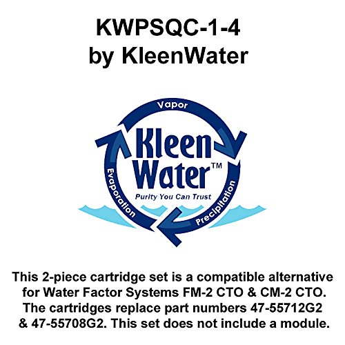 KleenWater Filter Set, Compatible with Water Factory 47-55712G2 & 47-55708G2 and Cooler Mate FM-2 CTO & CM-2 CTO, Made in USA, 2 Pack