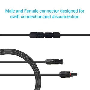 Renogy 15Ft 10AWG Solar Extension Cable with Female and Male connectors, 1 Piece, 15FT-10AWG, Black