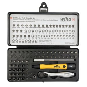 wiha 75965 65 piece system 4 esd safe master technician ratchet and microbits set