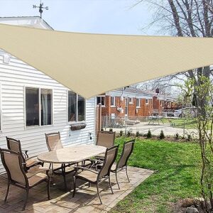 Windscreen4less 12' x 12' x 12' Sun Shade Sail Triangle Outdoor Canopy Cover UV Block for Backyard Porch Pergola Deck Garden Patio (Beige)