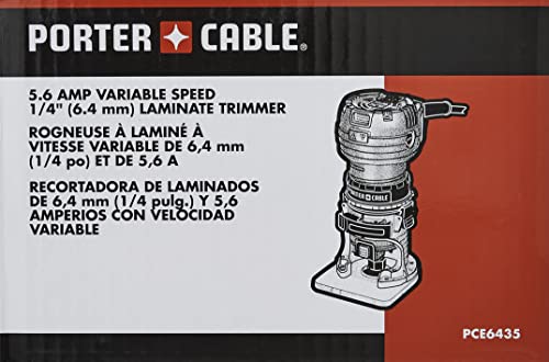 PORTER-CABLE Porter Cable Router, Variable Speed, 1/4-Inch Laminate Trimmer, 5.6-Amp (PCE6435)