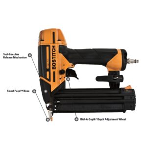 BOSTITCH Brad Nailer Kit, 18GA, Smart Point, Pneumatic (BTFP12233)