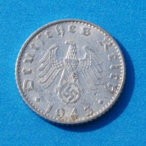 germany 1943-b (nazi germany wwii) 50 german reichspfennig swastika coin 3rd reich