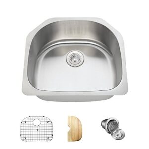 mr direct 2421-16-ens stainless steel undermount 23-1/2 in. single bowl kitchen sink with additional accessories, 16 gauge