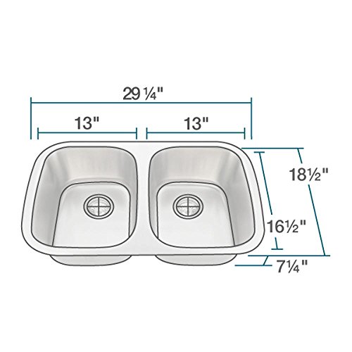 MR Direct 510-16-ENS Stainless Steel Undermount 29-1/4 in. Double Bowl Kitchen Sink with Additional Accessories, 16 Gauge