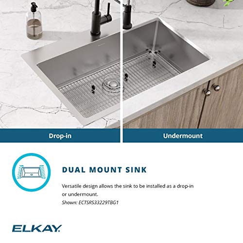 Elkay ECTSRS33229TBG1 Crosstown Single Bowl Dual Mount Stainless Steel Sink Kit