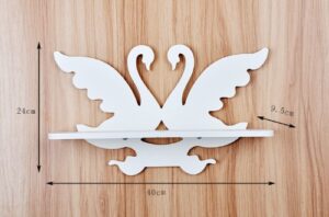 wall shelf small white swan carved wall mount wood carved hollow shelf