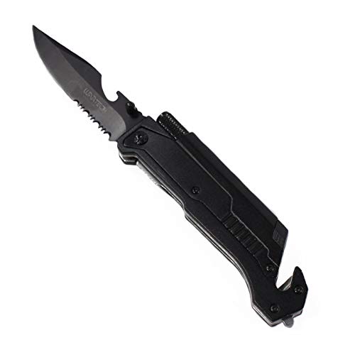 Wartech YC-S-9045-BK Spring Assisted 5 in 1 Pocket Knife, 8.5" , Black