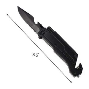 Wartech YC-S-9045-BK Spring Assisted 5 in 1 Pocket Knife, 8.5" , Black