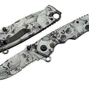 SZCO Supplies 300262 Assisted Opening Skull Folding Knife, Black/Grey