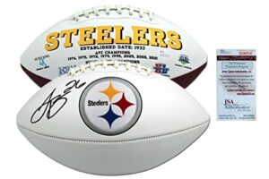 leveon bell autographed signed pittsburgh steelers logo football - jsa witnessed - autographed footballs