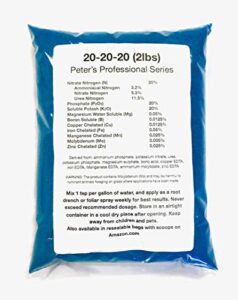 peter's 20-20-20. 2 pounds. general purpose water soluble fertilizer with micro nutrients.