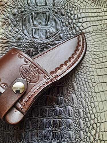 Custom Leather Cross Draw Knife Sheath for Buck 119 SPECIAL Knife, Dyed Brown, Sheath Only