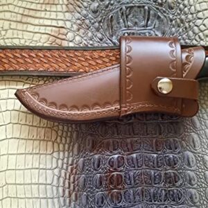 Custom Leather Cross Draw Knife Sheath for Buck 119 SPECIAL Knife, Dyed Brown, Sheath Only